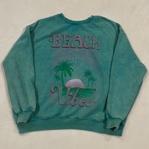 🌴Teal Blue Over sized crewneck with beachy details!🌴